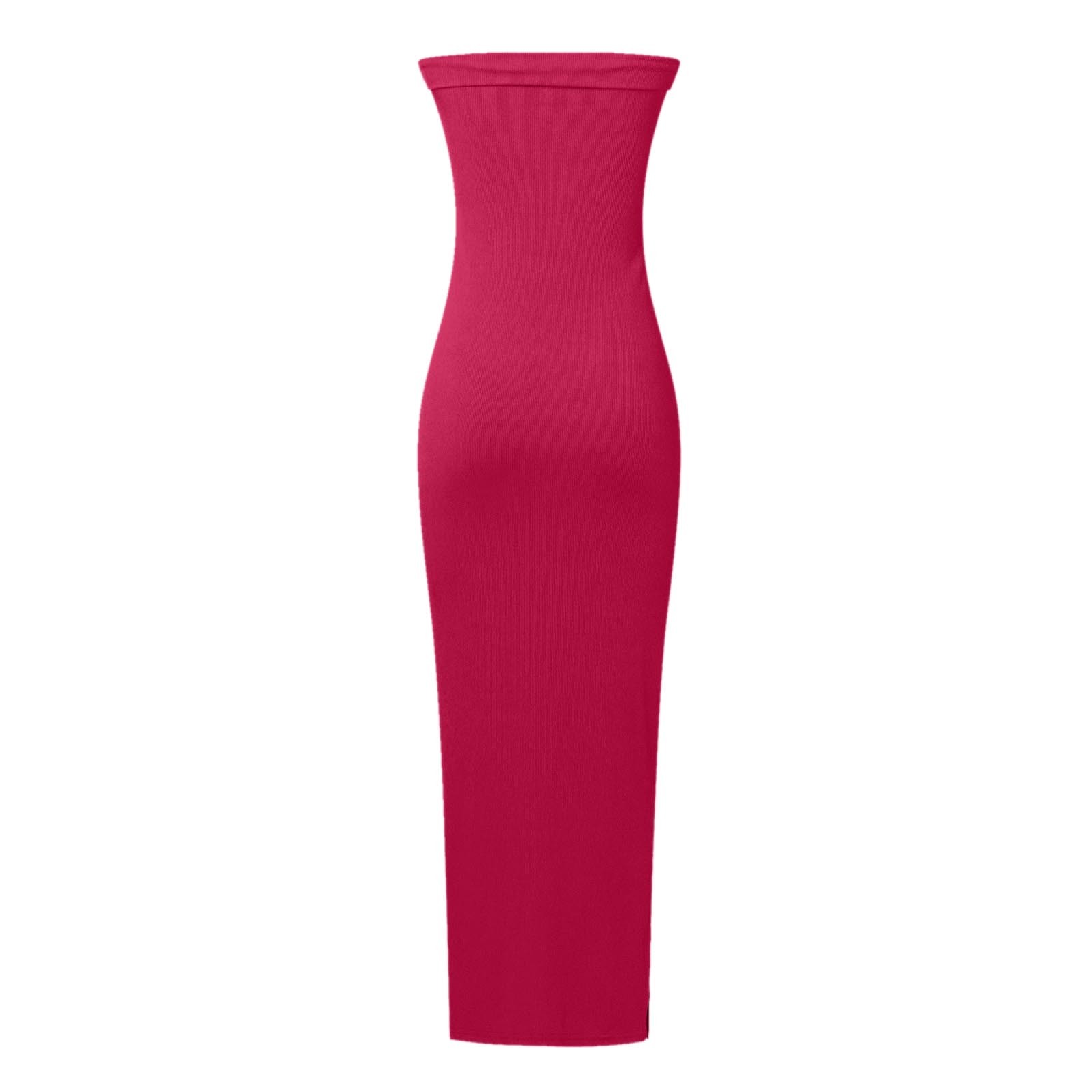 thumbnail image 4 of Vestido largo sin tirantes para mujer: elegante vestido de cóctel con abertura lateral, tejido de poliéster, vestido para invitada de boda, tallas S-XXL, contorno de pecho 73-99 cm., 4 of 5